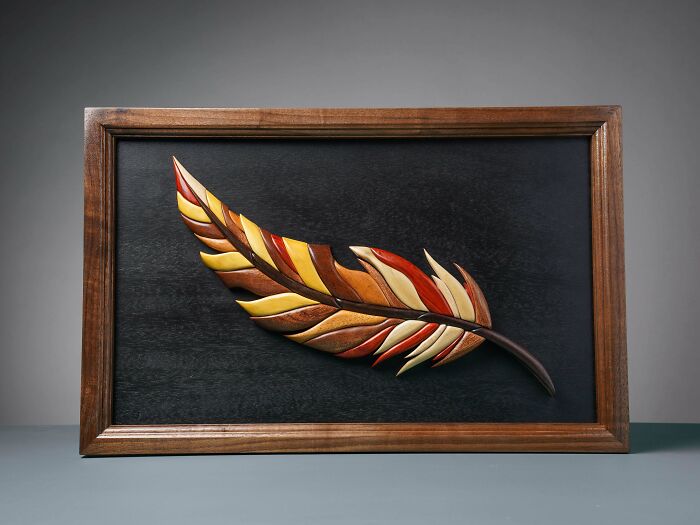 I Just Finished This Piece Today. All Natural Wood Colors No Stains No Dyes No Paint. Except The Black On The Background . Cut On The Scroll Saw Shaped And Sanded By Hand
