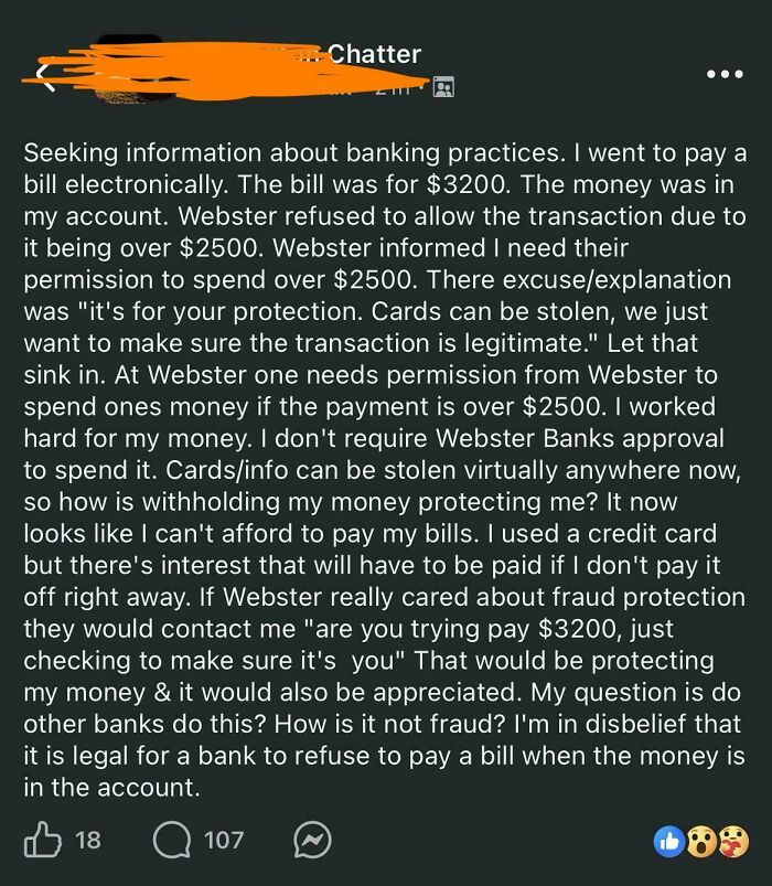 A social media post detailing a customer's banking issue, where the bank took entitlement to an unbelievable level and earned themselves a Karen reputation.