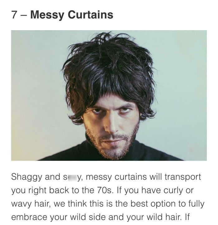A man with messy curtain hair, an example of a bad hair day style that went viral.