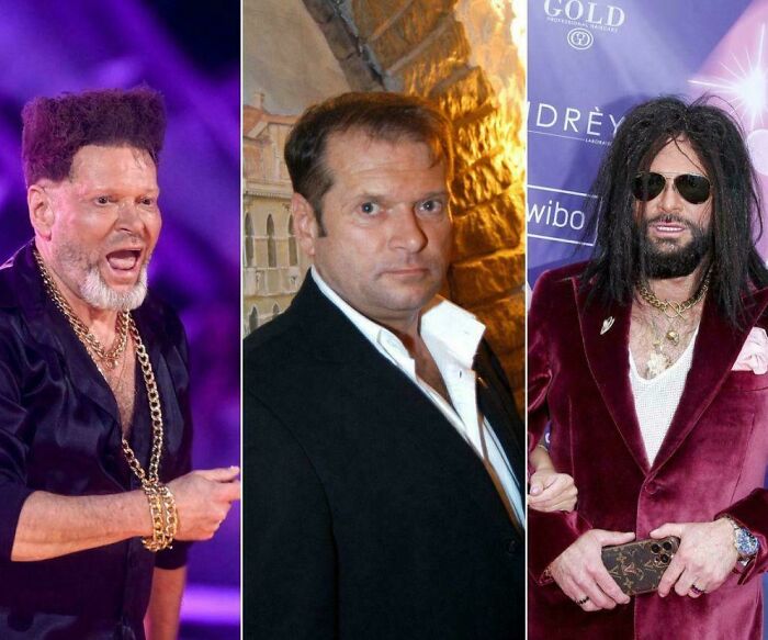 Three men with distinct bad hair day styles, one with a high, wild afro, another with slicked-back hair, and a third with long, dark, disheveled hair and sunglasses, all going viral.