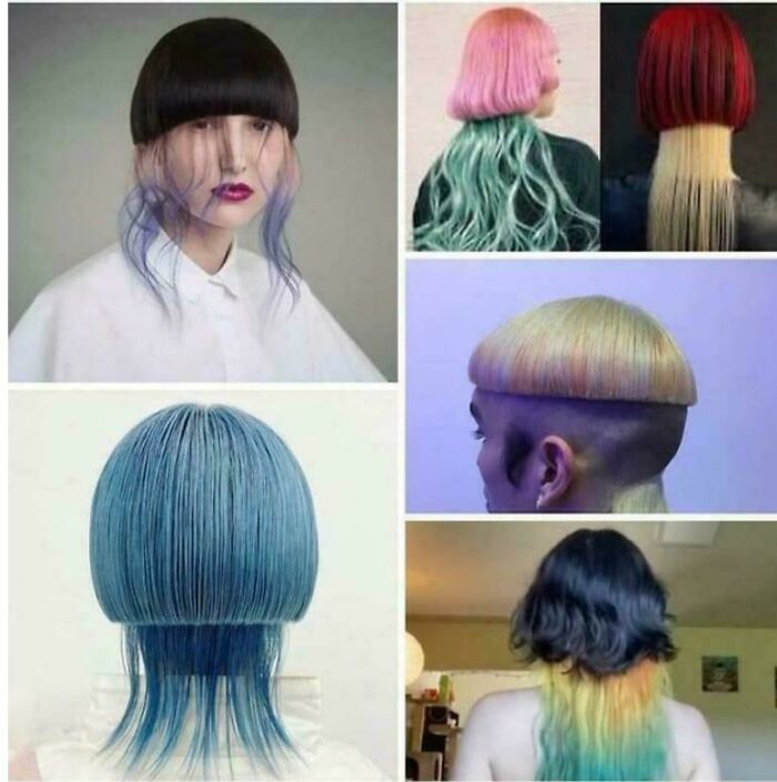 A collage of people with bad hair day, showcasing various unusual and viral hairstyles.