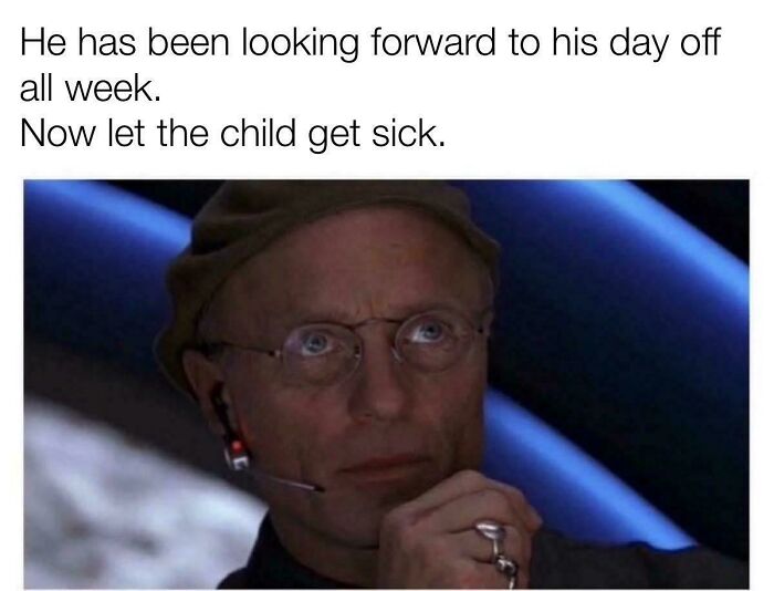 A man looking intense, representing the wholesome and fun aspects of being a dad.