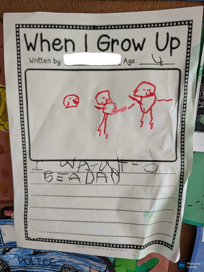A child's drawing depicting wanting to be a dad, showcasing the fun side of being a dad.