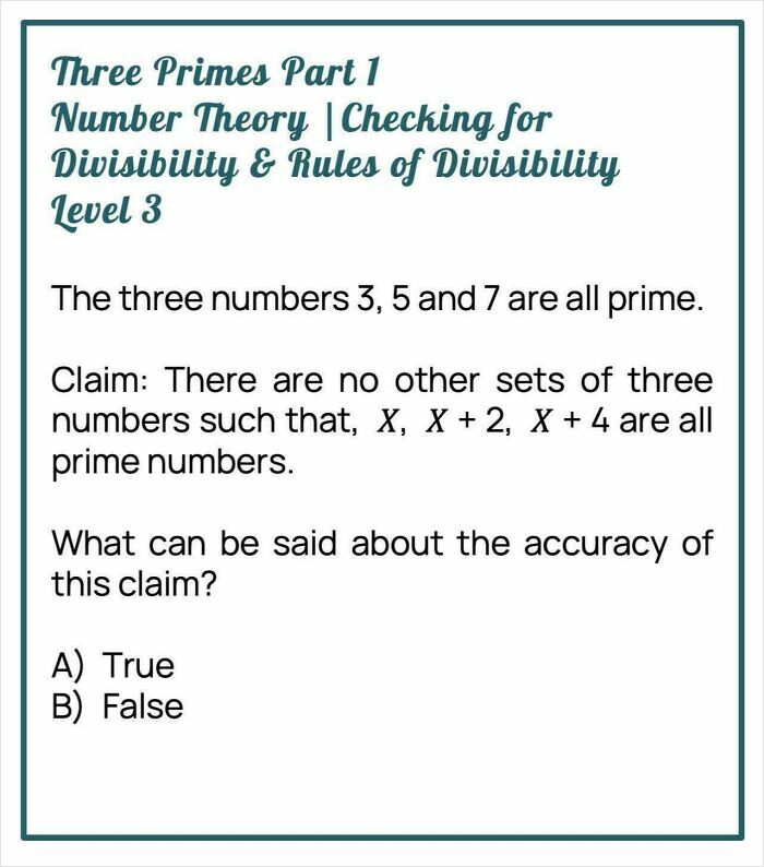 A number theory brain puzzle about prime numbers and divisibility rules.