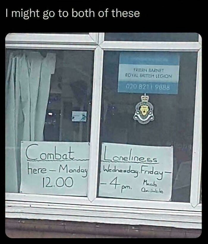 Handwritten sign about combat loneliness meetings at community center