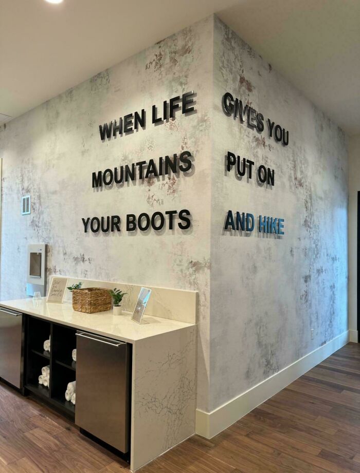 Inspirational wall quote about life mountains boots and hiking