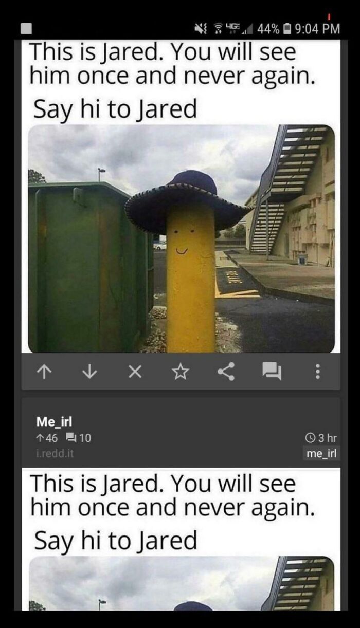 Playfully decorated post with ironic introduction to Jared character