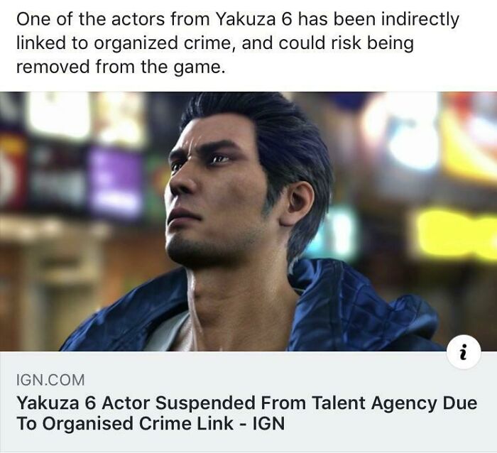 Yakuza 6 actor linked to organized crime risking removal from game