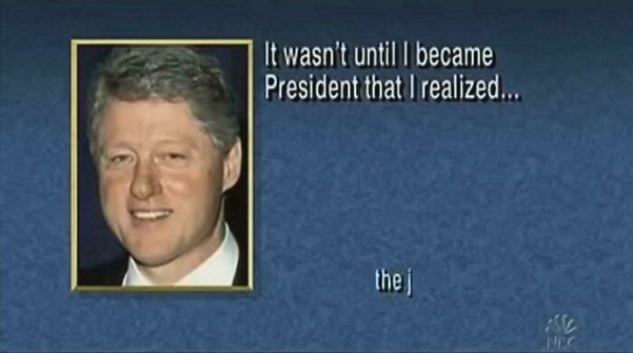 Meme with former president and incomplete text joke about humor derived from unprompted words