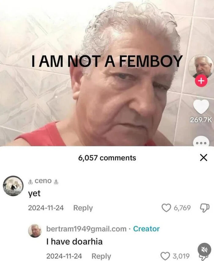 Funny TikTok screenshot humor with text I AM NOT A FEMBOY and funny comments