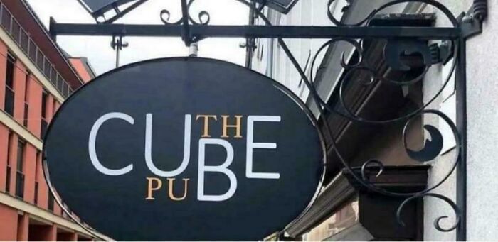 Pub sign design fail mixing letters creates awkward word
