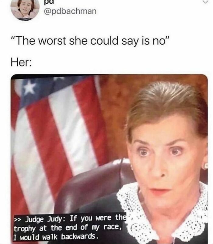 Judge Judy delivering a harsh verdict meme