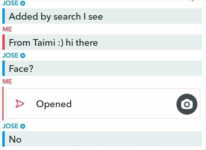 Awkward text message conversation from messaging app shared online