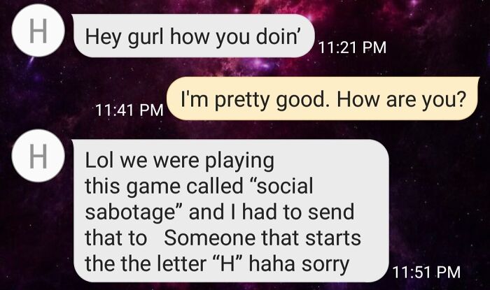 Awkward texts where one blocks another after a weird love confession