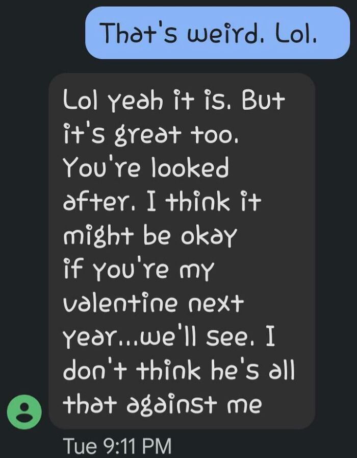 Awkward text messages about being someone's valentine next year in funny text message screenshots
