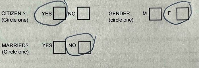 My Kid’s Employee Information Form Had Her Struggling To Decide Between Checking The Checkboxes Or Circling Them…