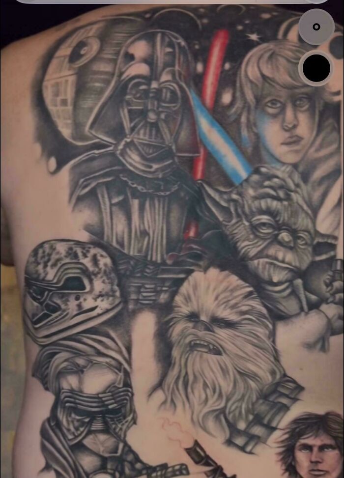 Saw This On Ig . A Star Wars Back Piece .. Why Does Vader Look Concerned?