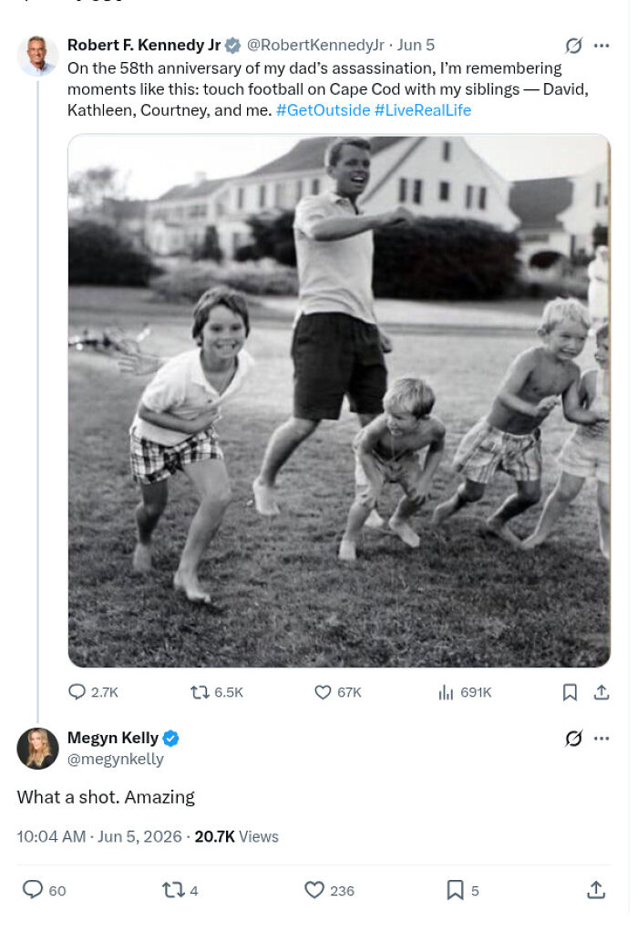 Funny internet moment: A black and white photo of children playing touch football, shared on Twitter by Robert F. Kennedy Jr.