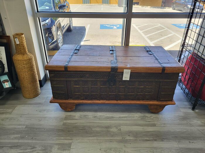 Large wooden chest with iron accents, a rustic antique treasure found by a lover of history