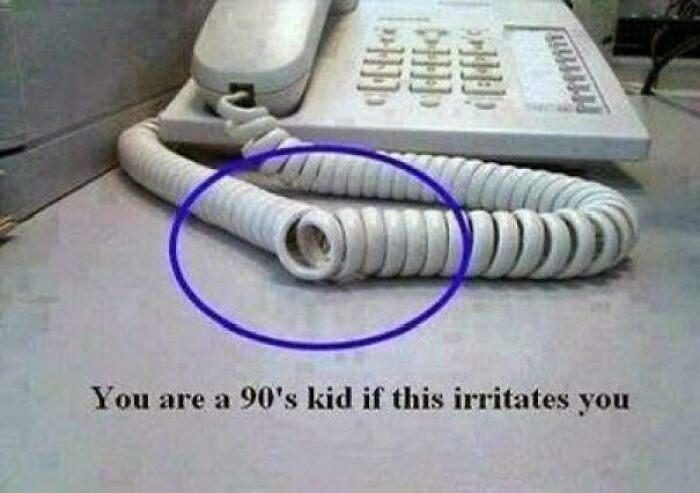 A tangled phone cord, a nostalgic meme that every 90s kid will remember from childhood.