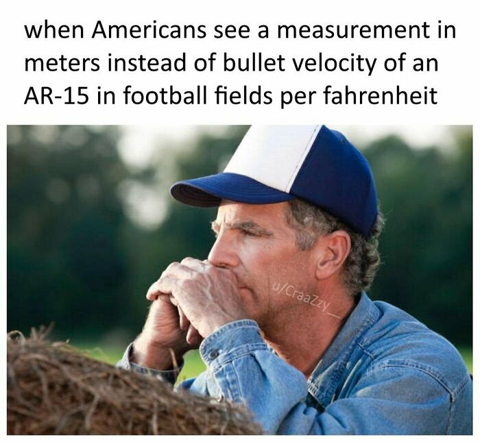 A meme of a man looking confused, representing Americans reaction to measurements in meters, for miscellaneous posts.