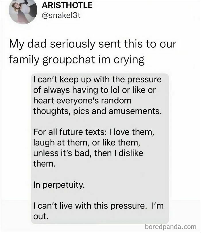 Parenting meme about dad feeling pressure to respond in family group chat