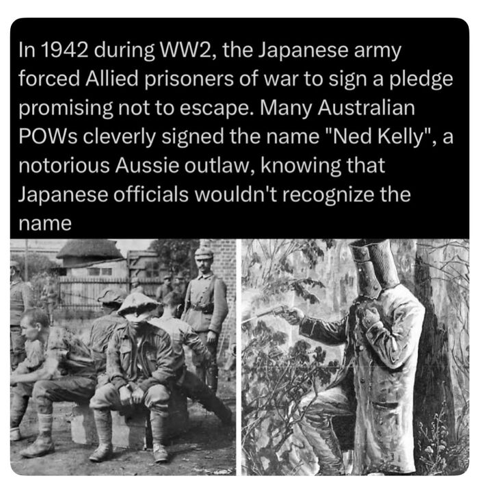 Australian POWs signing with a false name during WW2, a significant event in the history of wars.