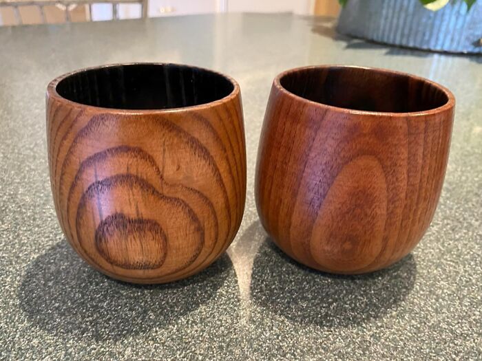 Set of two polished wooden cups perfect for Father's Day gift