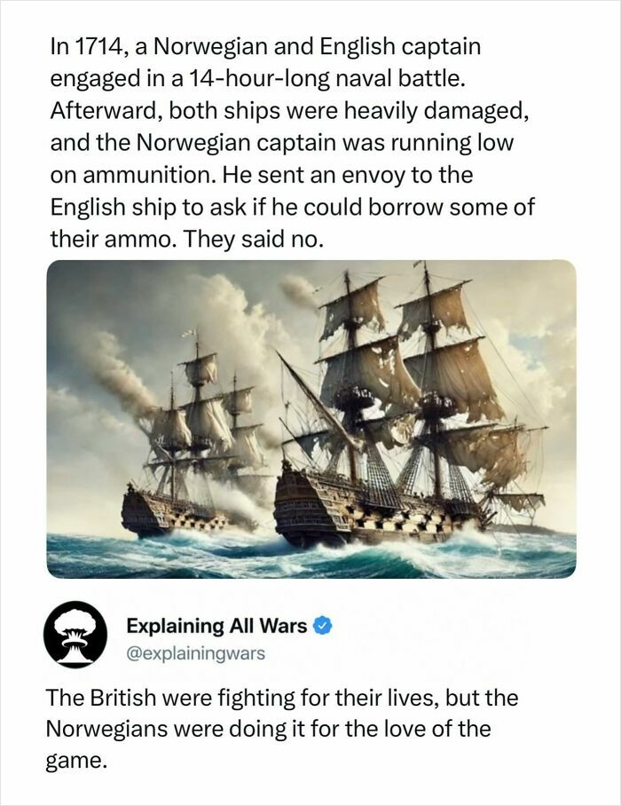 An illustration of two historical warships engaged in a naval battle, with smoke billowing from their cannons, for history enthusiasts explaining all wars.