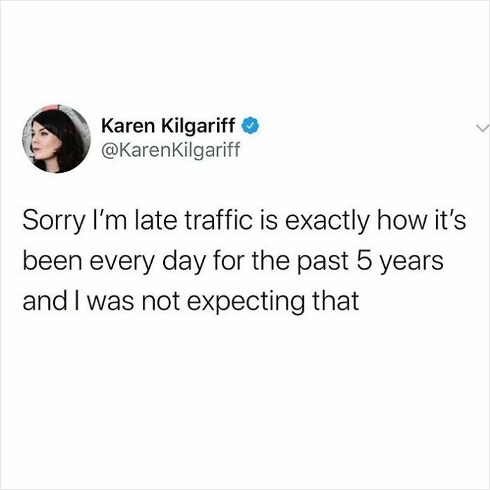 Tweet joke about daily traffic being expected for five years