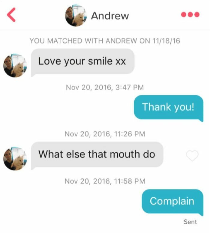 A woman gives an epic comeback to a mans suggestive question about her mouth, saying it complains.