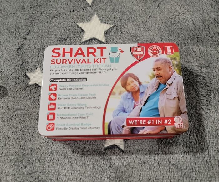 Shart survival kit box with humorous packaging for Father's Day gift