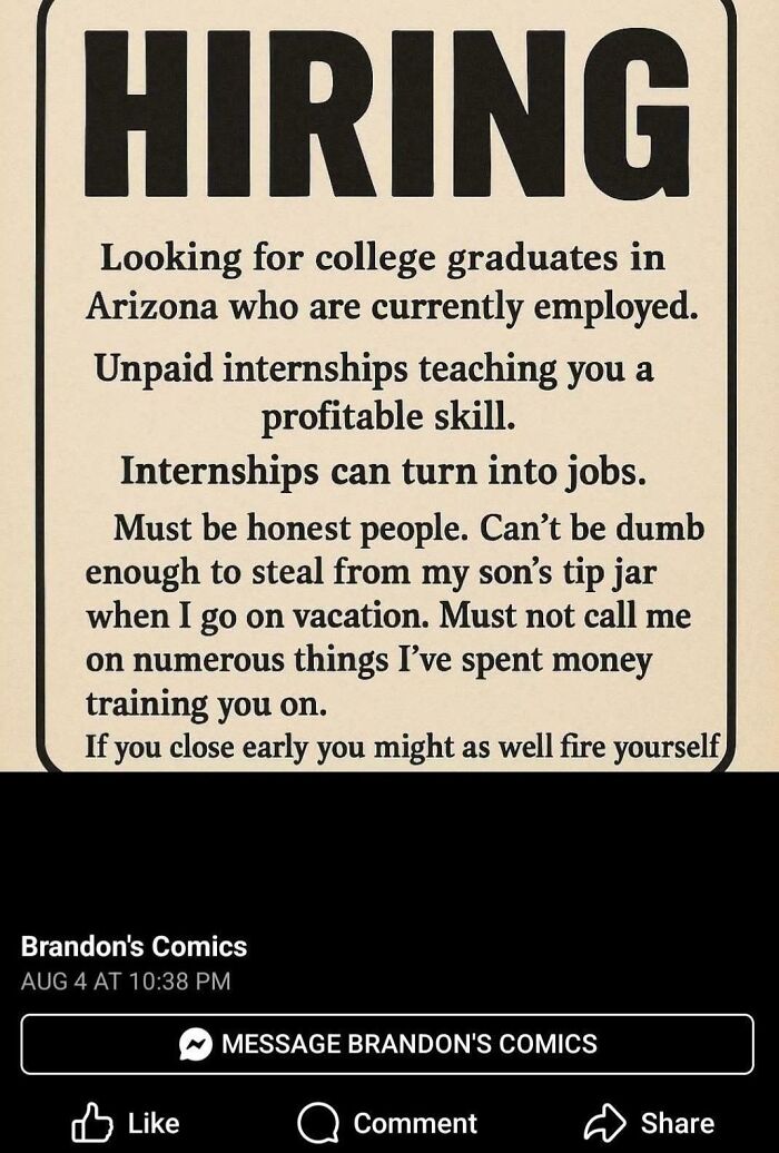 Sign hiring college graduates with strict conditions for internships and jobs