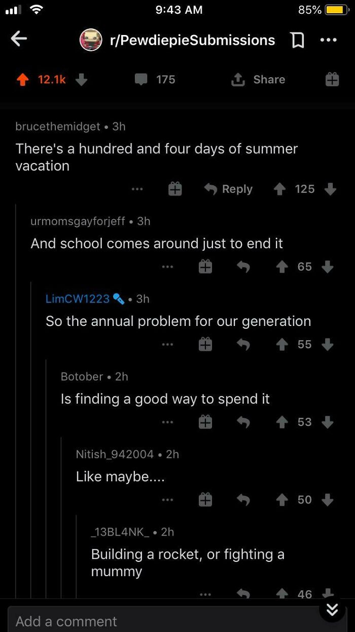 A screenshot of comments you can hear, with users quoting the Phineas and Ferb theme song.