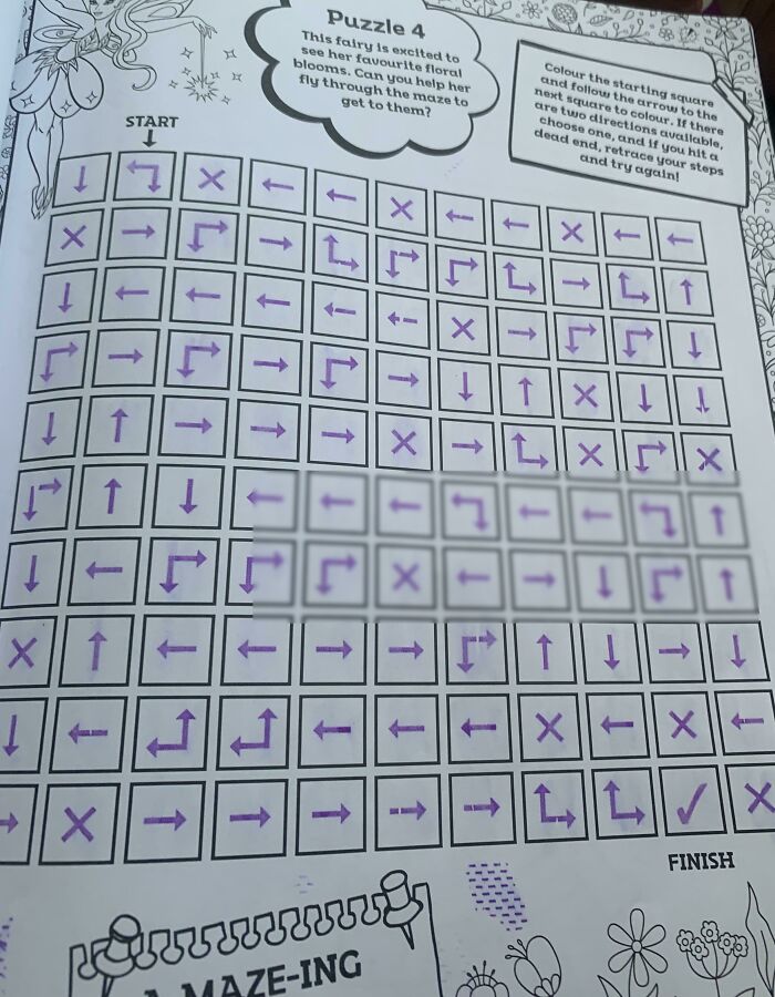 A complex maze puzzle with arrows, an example of brain puzzles requiring careful navigation.