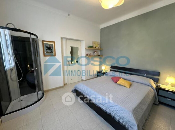 A bedroom with a shower stall, part of some unhinged real estate listings.