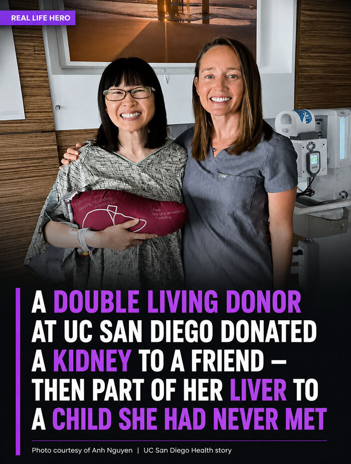 She Donated A Kidney To A Friend, Then Part Of Her Liver To A Stranger's Child, Ucsd's First Double Living Donor