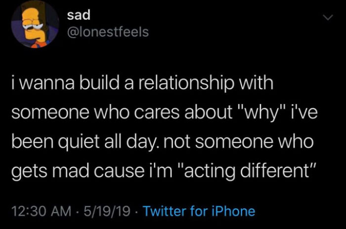 A tweet expressing a desire for a relationship with someone who understands quietness, reflecting sweet love.