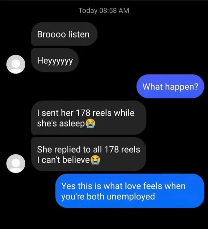 A screenshot of a text message conversation about sending 178 reels and love, reflecting a sweet post.