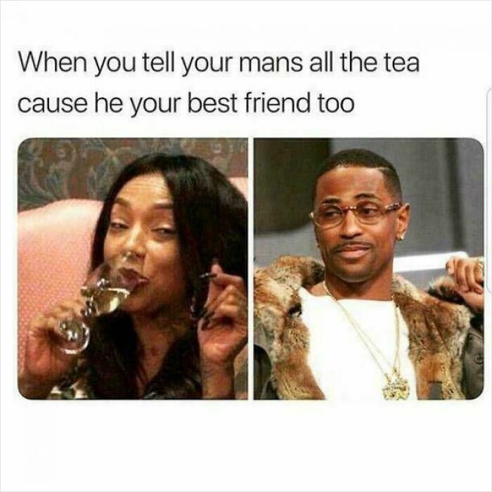 A split image of a woman drinking and a man looking on, representing sweet posts about friendship in love.