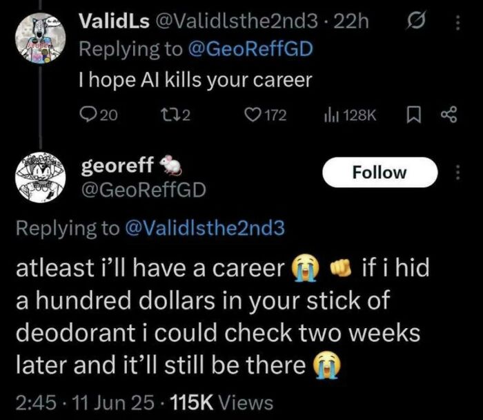 Hilariously savage burn on Twitter about a career and deodorant, so savage people needed a doctor.