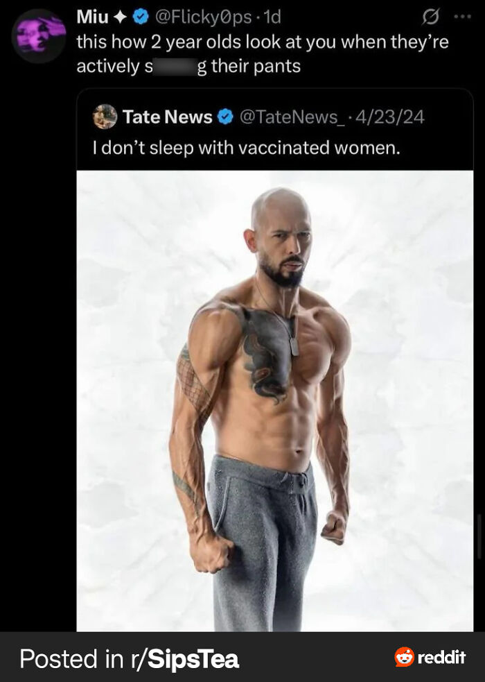 Hilariously savage burn on Twitter mocking a controversial statement with a 2-year-old's look, needing a doctor.