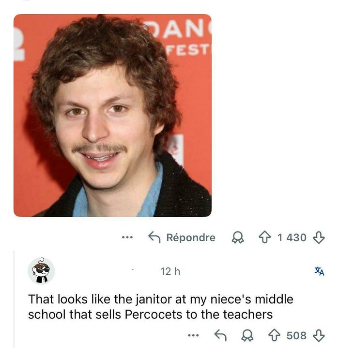 A hilariously savage burn on Reddit, comparing a man to a Percocet-selling janitor.