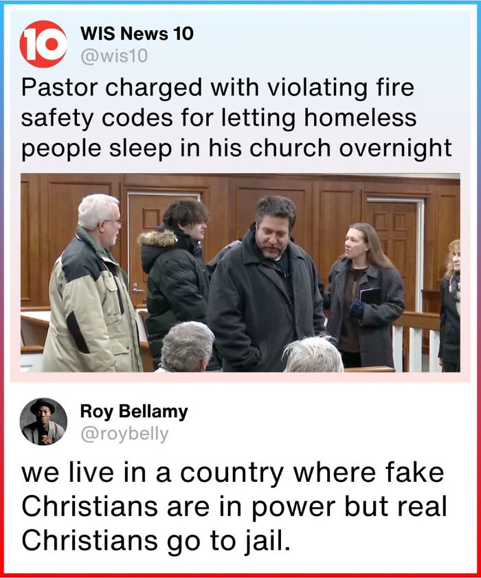 A hilariously savage burn on X (formerly Twitter) contrasting fake and real Christians in the justice system.