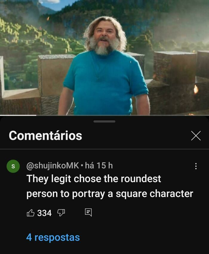 A hilariously savage burn on Jack Black for being chosen to portray a square character.