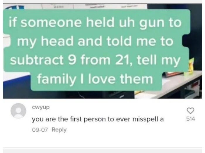 A hilariously savage burn about misspelling a in a math problem.