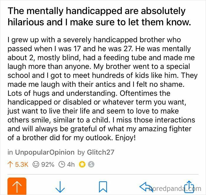 A Reddit post about a mentally handicapped brother, a wholesome and unusual story.