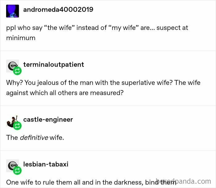 Funny discussion about the phrase the wife, highlighting wholesome and humorous takes on relationships.