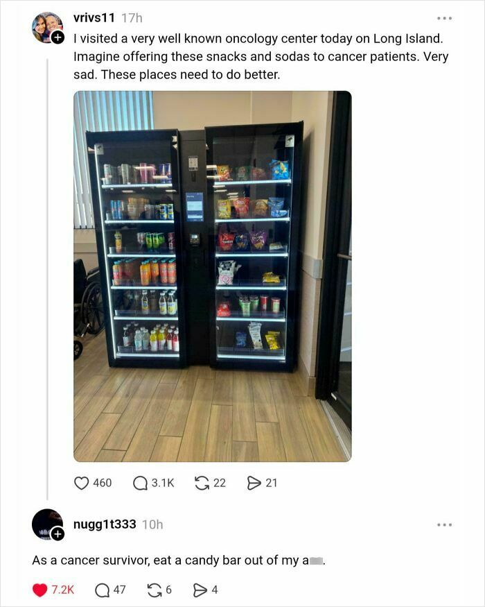 A hilariously savage burn about a cancer survivor telling someone to eat a candy bar out of their a**.