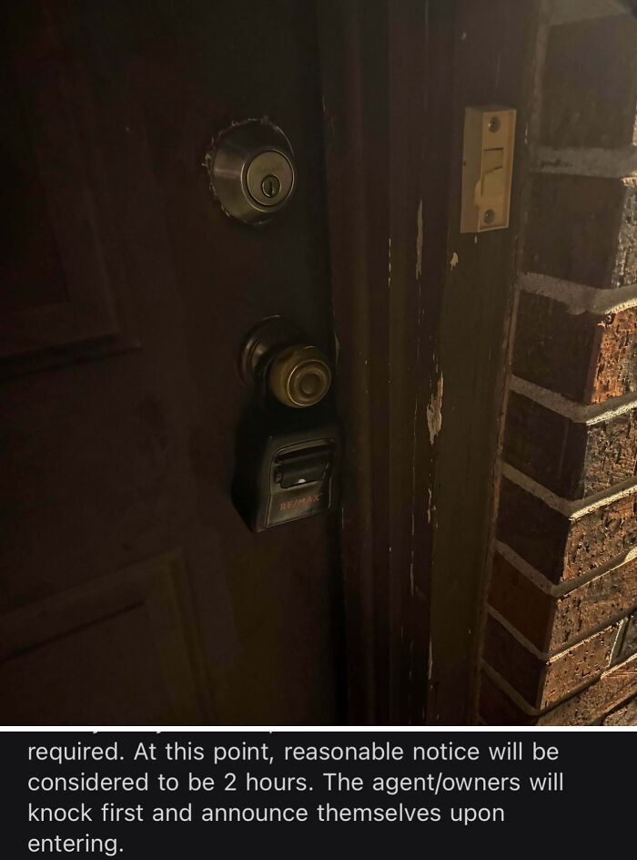 A broken front door lock, demonstrating a horrible landlord making a tenant's life miserable with lack of security.